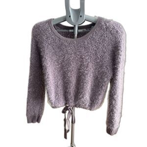 Made with Love by FCT Lavender Cropped Fuzzy Sweater with Tie Large Mystical